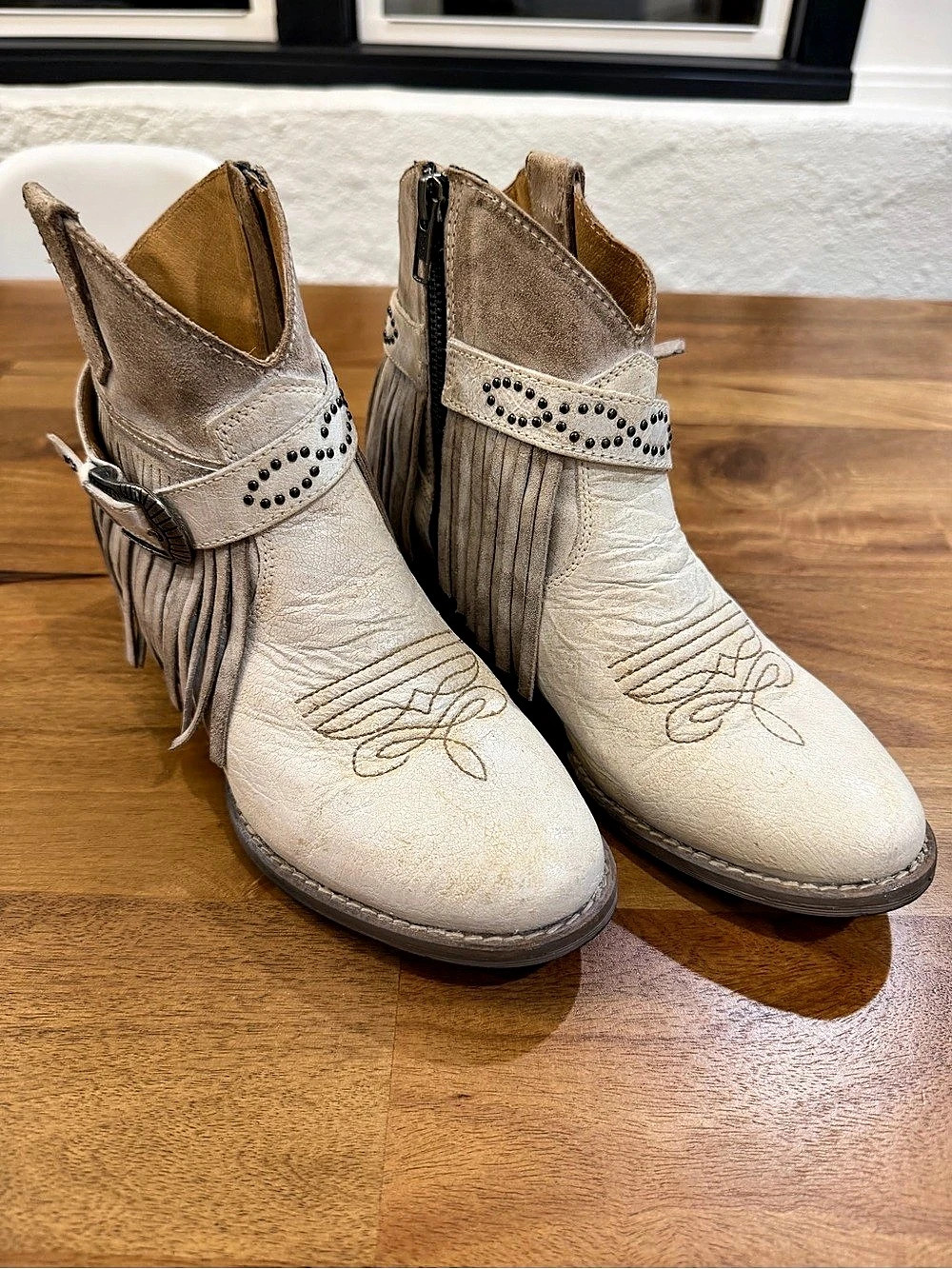 Sterling River Boots Western Leather Ankle Fringe Boots Women’s Size 8.5 M